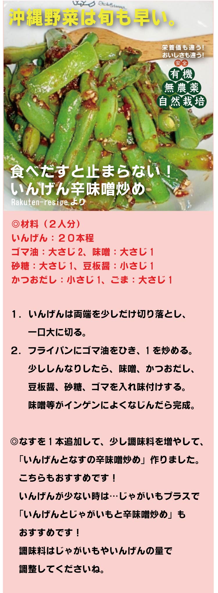 沖縄　無農薬いんげん100g（約6～10本）×2パック★沖縄県本島・宮古島・石垣島産★有機JAS認定品種：スーパーステイヤー、スリムクイーン 2