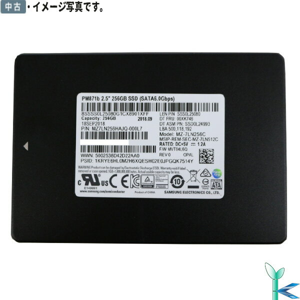 【日時指定できず】中古SAMSUNG サムスン SSD 256GB 2.5インチ SATA 7mm 6Gb/s PCパーツ 中古正常動作品 外付けUSBケース追加可能