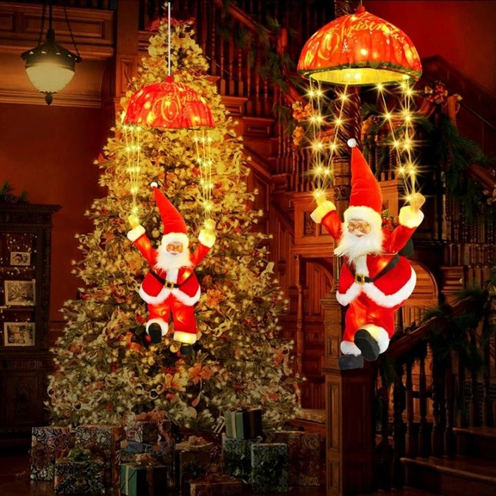 乐天商城 - サンタクロースパラシュート飾りライト ledイルミネーションイト クリスマス 飾り 電飾 電池/USB/コンセント式 防水 クリスマスオーナ