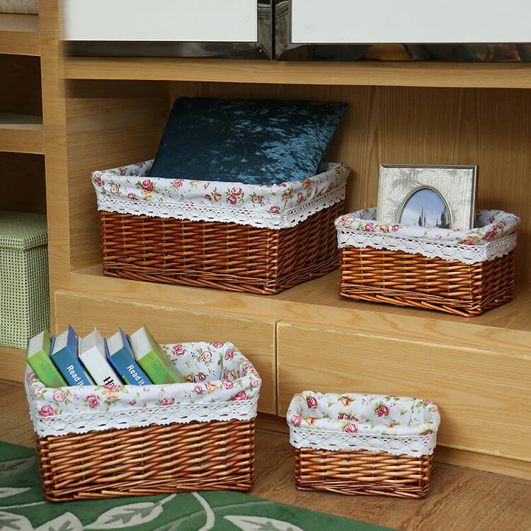 4個セット 収納かご 藤編み ナチュラル 天然素材 バスケット ケース ボックス 　 フルーツバスケット ..