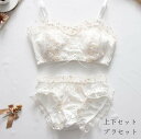 【送料無料】2点セット ブラジャー 少女 レースブラ 痛くない ノンワイヤー 小胸 セットアップ 可愛い ブラショーツセット パンティ 勝負下着 ブラ/ショーツ 上下セット まとめ買い ランジェリー ブラセット フレア 快適 大きいサイズ 軽い M L XL 女性用 通気性 10代 20代(4)