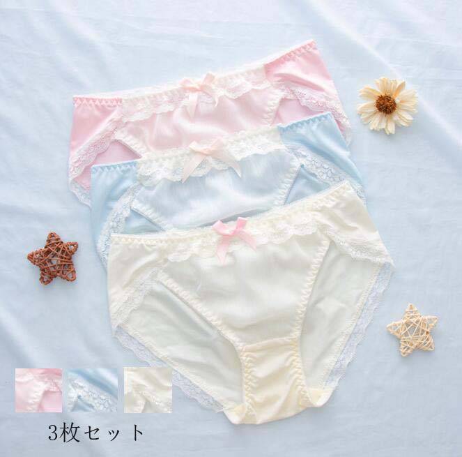 【送料無料】ショーツのみ 下着まとめ買い ショーツセット リボン超盛 3枚セット 可愛い 70kgまで 薄手..