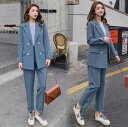 レディーススーツ パンツスーツ スリム 2点スーツセット 高品質 フォーマル ビジネススーツ ジャケット+パンツ 女性スーツ 長袖 送料無料 セットアップ リク...