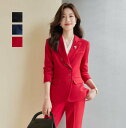 女性スーツ ビジネススーツ ボトムス セットアップ リクルートスーツ 高品質 2点スーツセット パンツスーツ 送料無料 レディーススーツ ジャケット+パンツ ス...