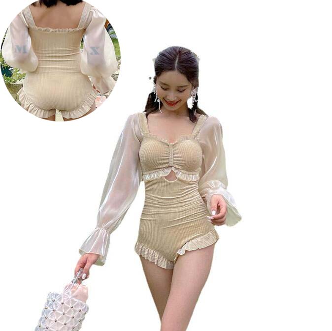送料無料 長袖 ビキニ 女性用水着 小胸 韓国風 水着 オールインワン 美胸 レディース ミズギ 大きサイズ みずぎ 体型カバー パッド付き ワイヤーなし タンキニ ママ 温泉 背中見せ ミセス 可愛い M~XL 婦人 大人 着痩せ シンプル 日焼け防止 練習用 プレゼント 20代 30代40代