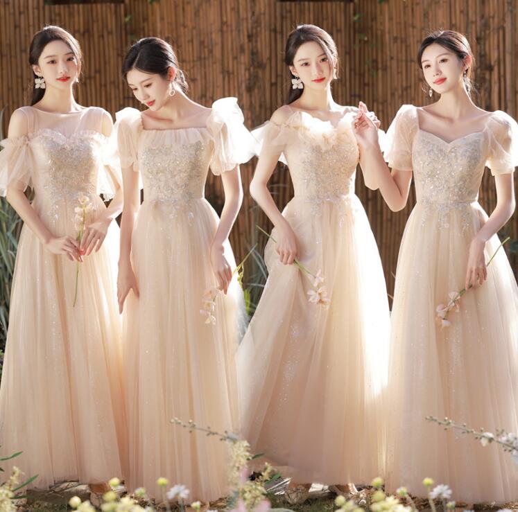 送料無料 膝丈ワンピ ロングドレス 可愛い パーティードレス 花嫁ドレス お呼ばれワンピース 編み上げ フォーマル 着痩せ ウェディングドレス ブライズメイド 結婚式 卒業式 ワンピース コーラス服 宴会 レディース マキシワンピース ロング丈/ミモレ丈 半袖 司会 シャンパン