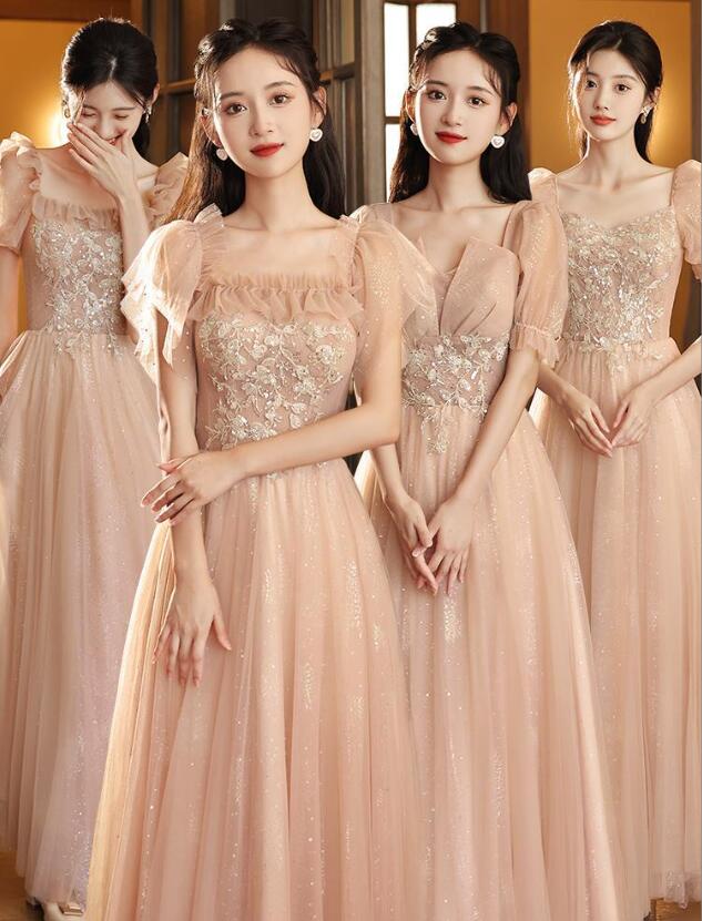 ロング丈ワンピース ブライズメイド 結婚式ドレス 花嫁ドレス 送料無料 ロングドレス お呼ばれ フォーマル 可愛い パーティードレス 着痩せ ウェディングドレス 卒業式 ロング丈/ミモレ丈 レディース マキシ丈 素敵 肩出し 半袖 女性 プリンセス 撮影 コーラス服 編み上げ