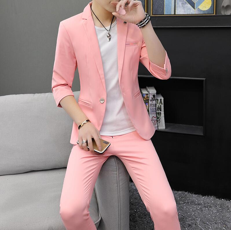 スーツ カジュアルスーツ フォーマルスーツ ビジネススーツ パンツスーツ 送料無料 スーツセット メンズスーツ 薄手 七分袖 シングルスーツ 一つボダン 制服 スリピース 3点 ジャケット+ズボン+Tシャツ スタイリッシュ 通勤 紳士服 事務服 スリム スキニー パンツ ボトムス