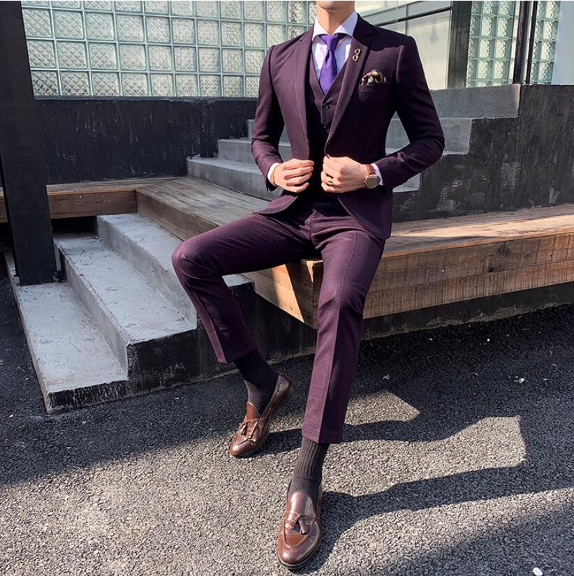 メンズスーツ フォーマルスーツ 司会 ビジネス パンツスーツ スーツセット 出演服 映画館 洋服 紳士服「上着+パンツ+ベスト」結婚式 宴会 スリムスーツ オシャレ 学生 カジュアル 大きいサイズ 結婚式 成人式 パーティー 通勤 韓国風 セットアップ 新郎 二つボタンスーツ