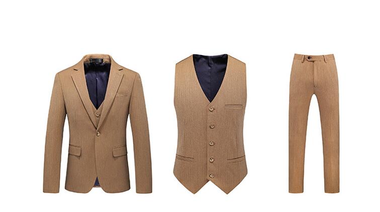 シングルスーツ スーツ メンズ スリムスーツ カジュアル ビジネススーツ フォーマルスーツ 3ピーススーツ 上下 上着+パンツ+ベスト メンズスーツ 3点 キャメル 紳士服 結婚式スーツ 出勤 出張 パーティ 二次会 忘年会 披露宴 セットアップ おしゃれ 韓国風 セットアップ 新郎