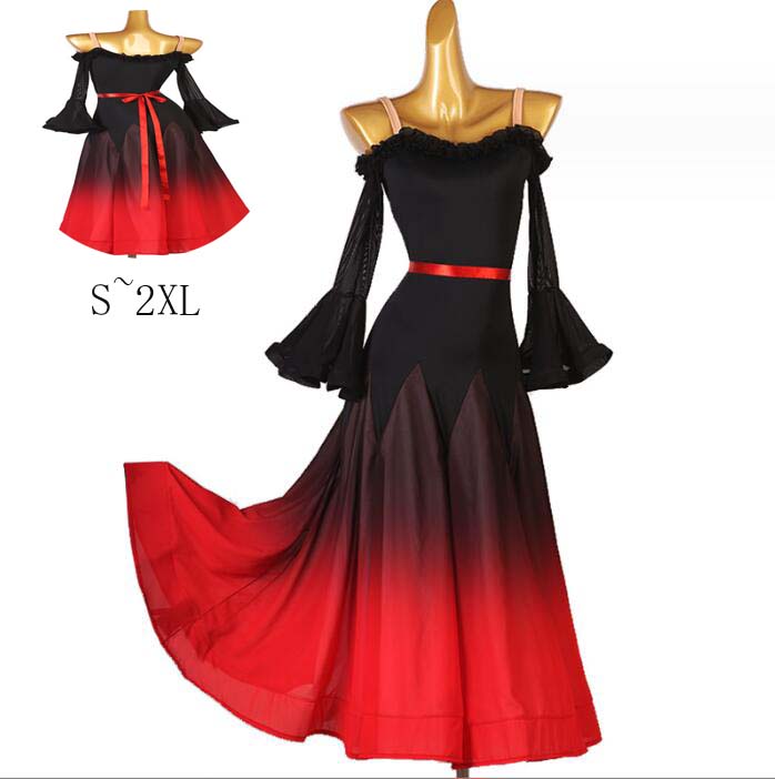 ワンピース パーティー 舞台 スレンダー ラテンダンスドレス ワルツ 高級感 ラテンダンス衣装 社交ダンスドレス モダン衣装 ダンスウェア 社交ダンス ステージ衣装 ゴージャス 競技用のドレス モダンドレス 社交ダンス衣装 練習着 スタンダードドレス フラメンコ レディースのサムネイル