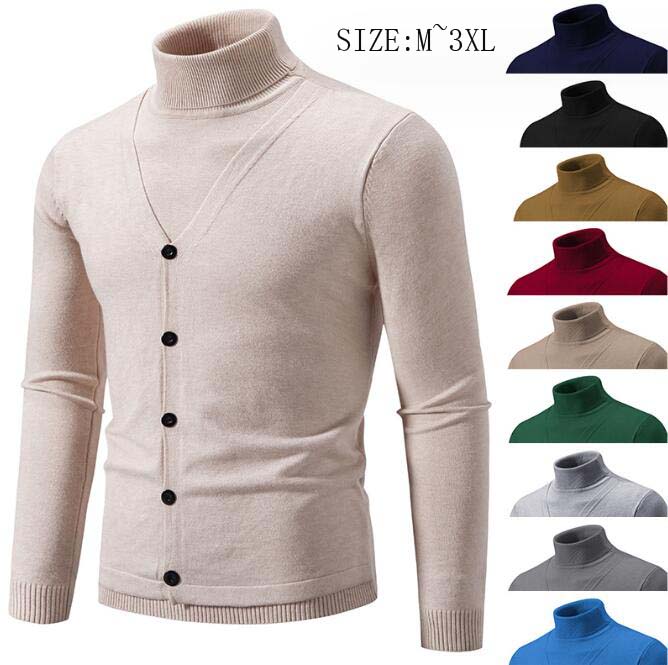 長袖 トップス カジュアル トレーナー 通勤 ニットセーター 立ち襟 男性 ニット 切り替え ビジネス カーディガン メンズファッション 送料無料 細身 大きい...