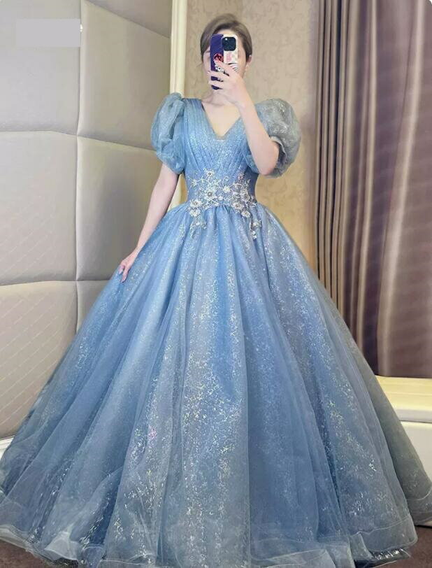 ロングドレス 高級感 パーティードレス プリンセスライン 送料無料 半袖 ロング丈ワンピース 宴会 ステージ 衣装 Aラインドレス 結婚式 洋服 花嫁の介添え人 ドレス 忘年会 お嬢様 演奏会 着痩せ ピアノ 発表会 セクシー 大人 フェミニン スレンダー 韓国風 Vネック 編み上げ