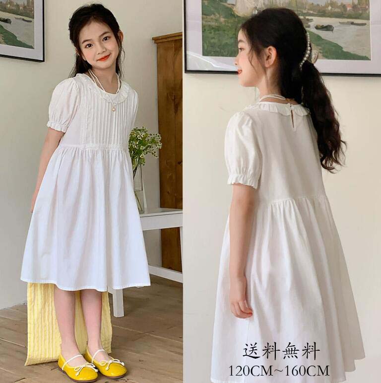 子供ワンピース お受験 学院風 半袖ワンピース 洋服 子供用 ワンピース 子ども服 子供服 女児 送料無料 韓国風 女の子 可愛い キッズワンピース 礼服 ジュニア フォーマル イベント 受験用 キッズ用 シンプル お祝い 誕生日 Kid Dress 120cm 130cm 140cm 150cm 160cm 165cm