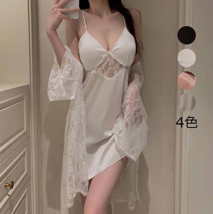 寝間着 パジャマ 部屋着 サテン パジャマワンピース 女性ネグリジェ ランジェリー お姫様風 ナイトウェア 可愛い キャミソール 吊りワンピース 寝巻き ネグリジェ 姫 ルームウェア 送料無料 快適パジャマ レース 模造シルク レディース 体型カバー 大きいサイズ 婦人 M L XL