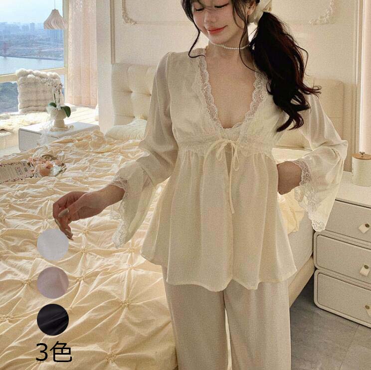 可愛い 女性ネグリジェ 寝巻き パジャマ ネグリジェ 姫 ルームウェア 送料無料 パジャマ ランジェリー お姫様風 ナイトウェア 快適パジャマ レース 模造シルク レディース 部屋着 サテン 体型カバー 寝間着 大きいサイズ 婦人 M L XL