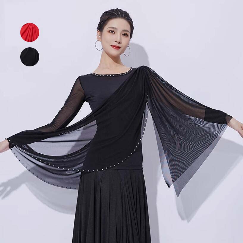 大人 ダンスウエア ダンス服 社交ダンス バレエ衣装 上着 レオタード 練習着 袖あり ジャズ 新体操 バ..