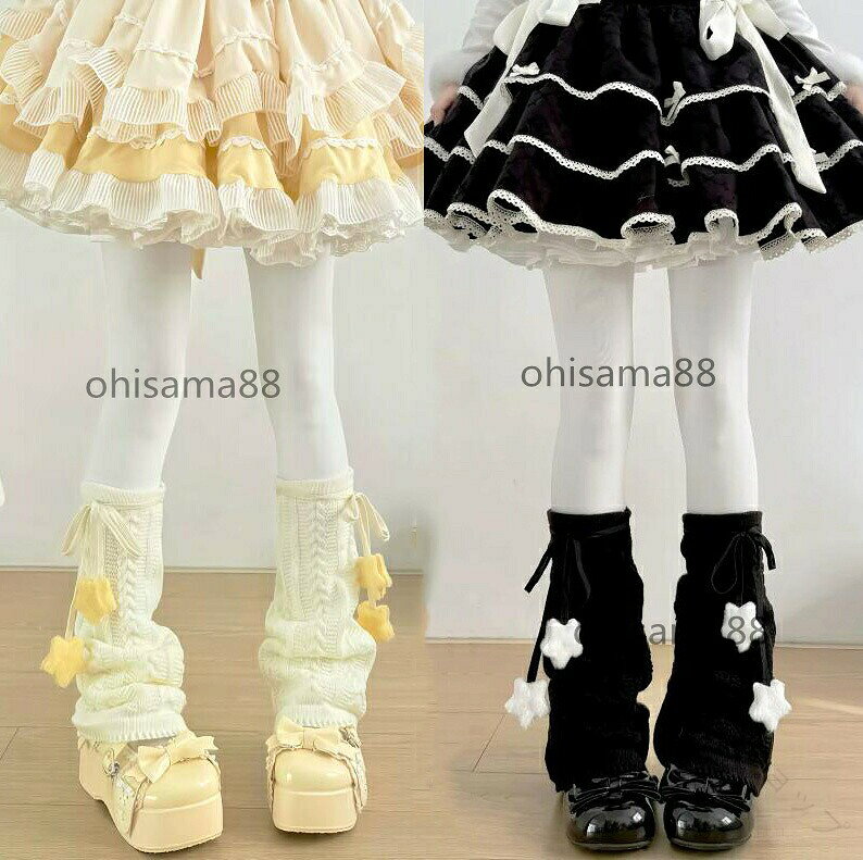 レッグウォーマー ギャル サブカル レッグカバー 美脚 ルーズソックス ロリータ lolita 通園 脚長効果 ソックス 保温 可愛い 秋冬 パンツ Y2K 原宿系 通学 学生 レディース 靴下 足首ウォー
