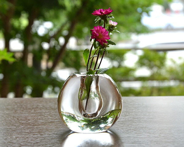 ガラス花器　Glass Art Vase(ぺタ）　 作家「原光弘」