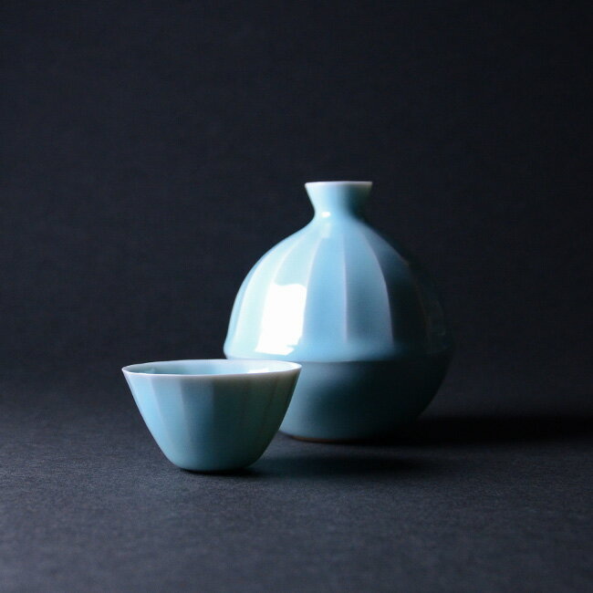 樂天商城 - 【共箱付】青白磁酒器揃（IH-007）　　作家「市川博一」
