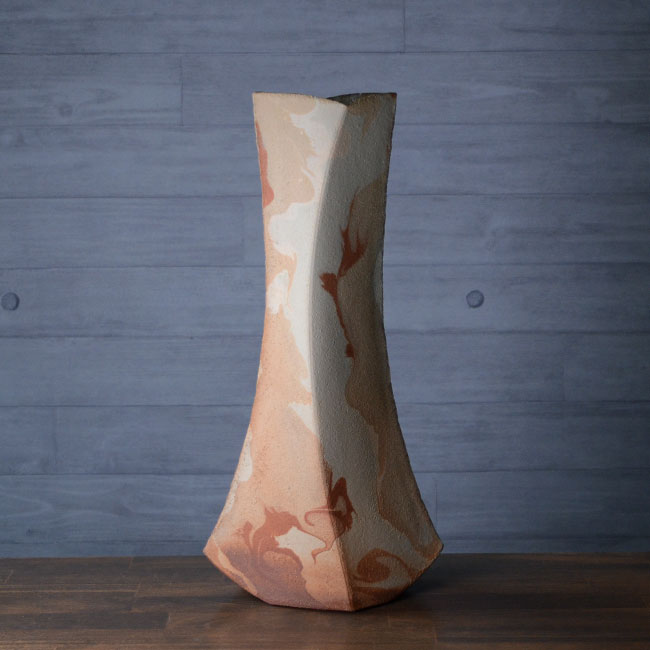 【共箱付】彩墨流花器（JS-627） 作家「瀬津純司」