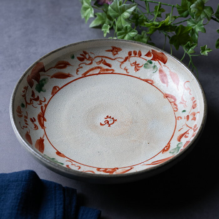 送料無料 | 和食器 中皿 粉引赤絵七寸皿（KIA-148） 作家「荒木漢一」
