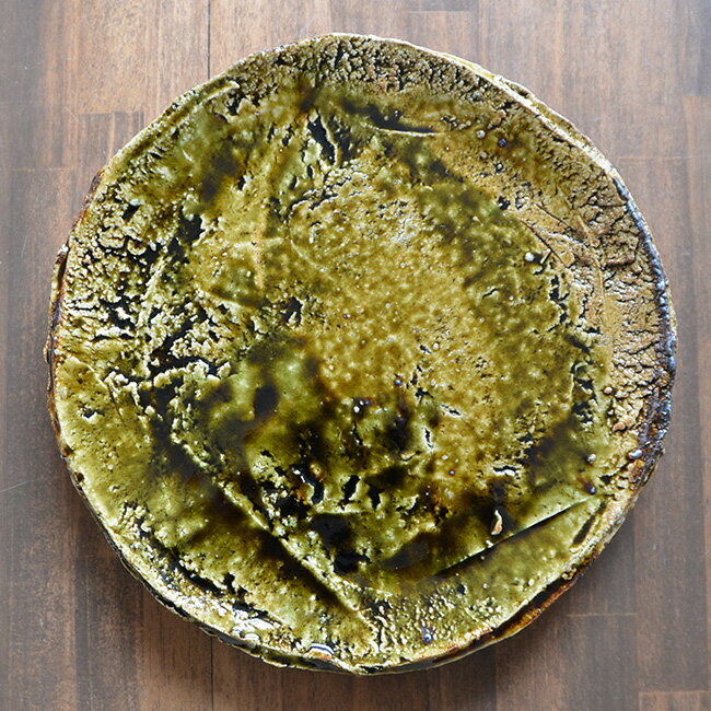 送料無料 ｜和食器　大和織部足付大皿 作家「金本卓也」のサムネイル