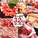 [創業50周年 SALE] ＼楽天1位／ メガ盛り バーベキュー 肉 セット 12〜15人 焼肉 精肉セット 1位 10人前以上 大人数用 牛カルビ・訳あり 牛ロース・豚肩ロース・豚バラ・鶏もも 5種 メガ盛り 3.2kg 送料無料 BBQ食材セット 焼き肉