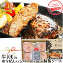  楽天1位 ハンバーグ ギフト仕様 無添加 ゆうぜんハンバーグ 真空 150g×2×2 専用ソース セット ギフト プレゼント 実用的 グルメ 食べ物 肉 惣菜 送料無料 お取り寄せ グルメ 通販 送料無料 冷凍 食品 ゆうぜん 贈答