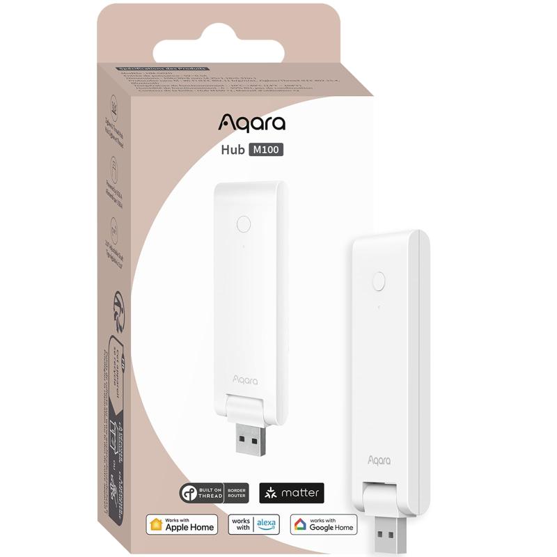 Aqara M100ハブ Matter ハブ Alexa HomeKit Matterコントローラー Threadボーダールーター スマートホーム 遠隔操作 スケジュール 音声操作 初心者向け ローカル自動化 コンパクト USB-Aタイプ 省電力