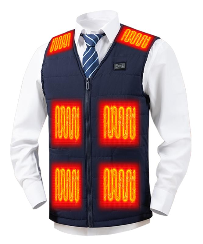 [PandaRio] 電熱ベスト メンズ 大きいサイズ S-4XL 12箇所発熱ヒーター付き レディース 冬服 軽量 薄手 Vネック インナーベスト 防寒着