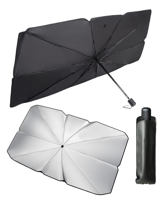 サンシェード 車 【しっかり紫外線カット】フロント 日除け 折り畳み傘型 設置簡単 収納便利 10本骨逆折り式 カーサンシェード(2)