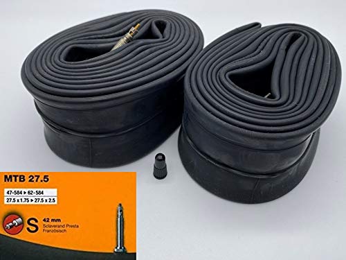 2本セット MTB 仏式チューブ 27.5x1.75-2.5(47-584/62-584) バルブ長42mm