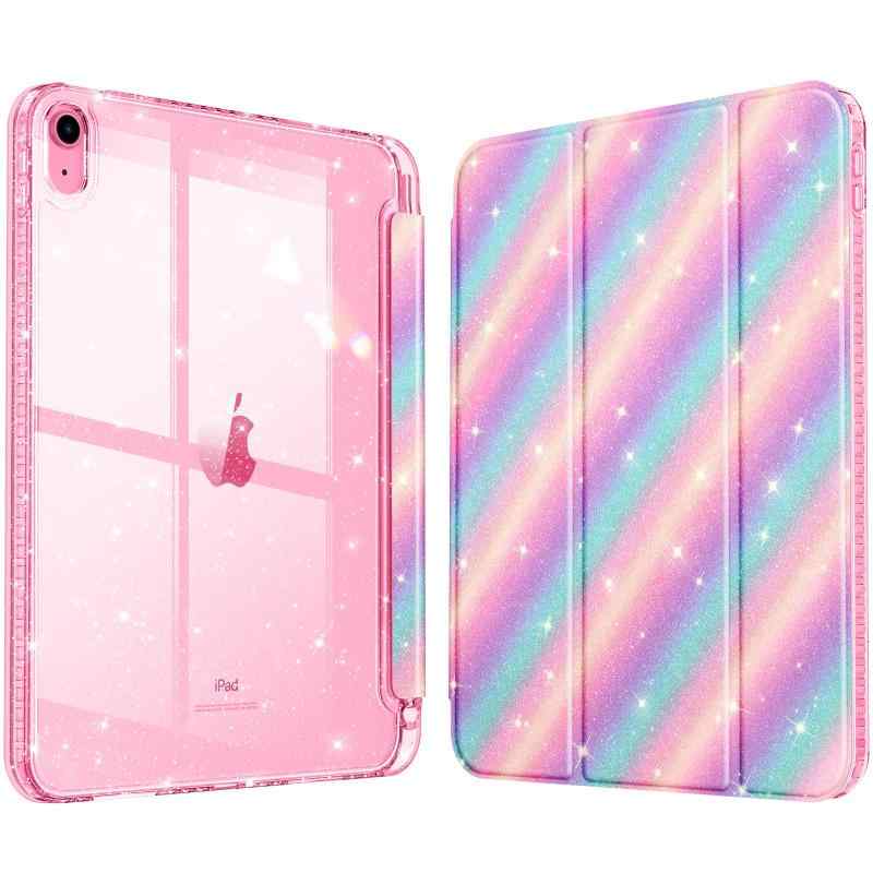 Fintie iPad 第11世代 (A16、2025) / 第10世代 (2022) ケース 11/10.9インチ キラキラ透明バックカバー クリアケース Pencil 収納可能 三つ折スタンド スリープ機能 軽量 薄型 傷つけ防止 PU合成レザー