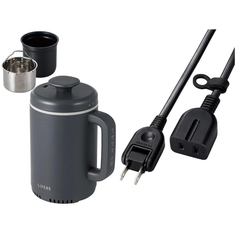 エレコム IH炊飯器 小型 1合炊き コンパクト設計 低糖質モード 一合厚釜採用 ひとり暮らし用 ケトルサイズ LiFERE ブラック/ブルー/ホワイト HAC-RCIH01 延長コード