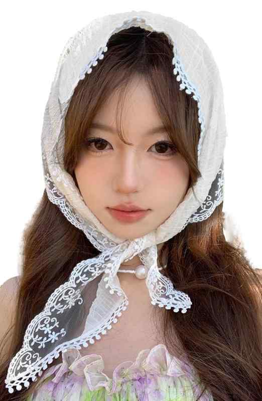 [Miracroute] バブーシュカ 50cm 毛糸 かぎ針編み ヘアバンド 三角巾 スカーフ 花柄 かわいい レディー..