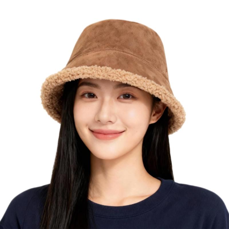 楽天ゆうゆうマーケット[QCHOMEE] バケットハット レディース 秋 冬 帽子 ボア スエード 両面着用 小顔効果 防寒 保温 厚手 あったか もこもこ アウトドア 旅行用 通勤 通学 つば広帽子 プレゼント 誕生日 クリスマス