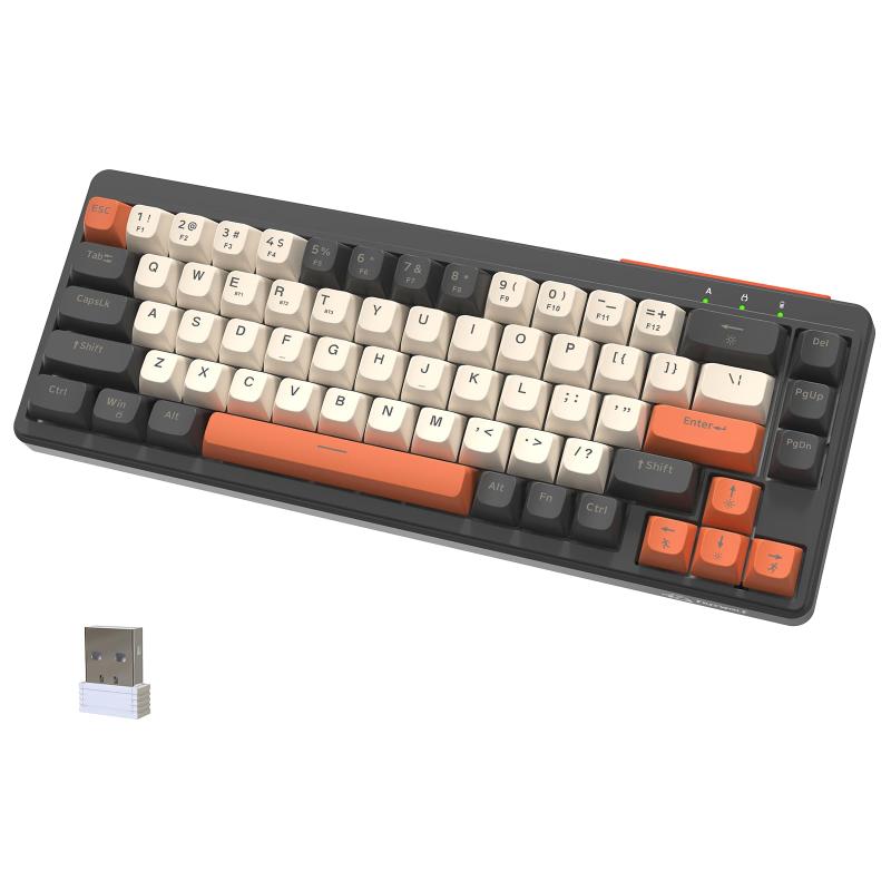 FREEWOLF M68 ゲーミングキーボード メンブレンキーボード 3モード 有線/無線 2.4G/Bluetooth接続 68%キーレイアウト 67キー コンフリクトフリー RGB PBT 3色キーキャップ 日本語マニュアル付 ギフト Win