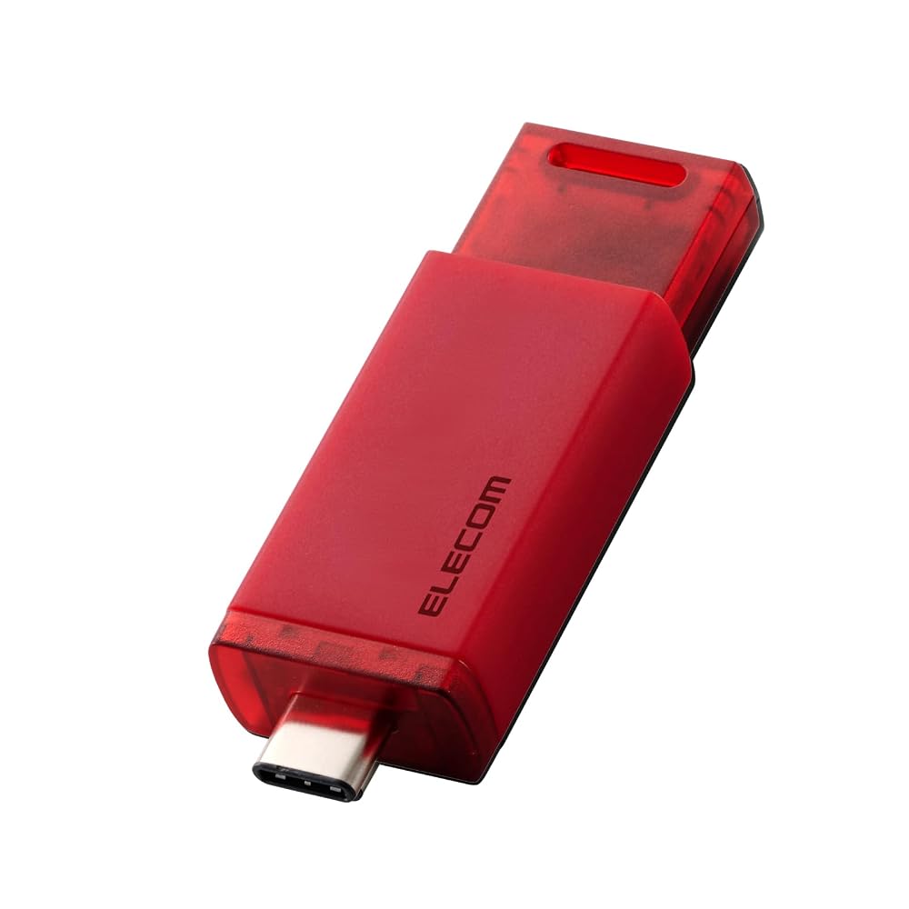 エレコム 外付けSSD USB10Gbps対応 ノック式 自動シャッター コネクタ保護 Type-C 250GB レッド ESD-ESK0250GRD