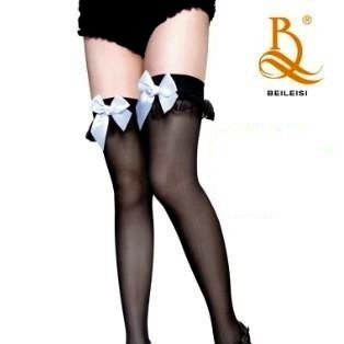 BEILEISI ストッキング 黒 リボン付き　ニーハイ ひざ上 ガーターストッキング セクシー セクシー コスプレ YUYUMOのサムネイル