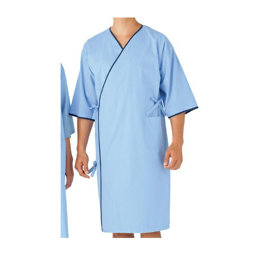 KAZEN 検診衣 ライン入り サックス 226-91