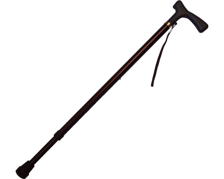 アルミ製軽量ステッキ 伸縮ひも付 ブラウン MK 65-1 介援隊