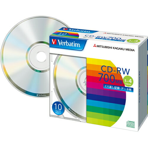 データ用CD−RW 700MB 4倍速 ブランドシルバー 5mmスリムケース 1パック(10枚) SW80QU10V1 バーベイタム