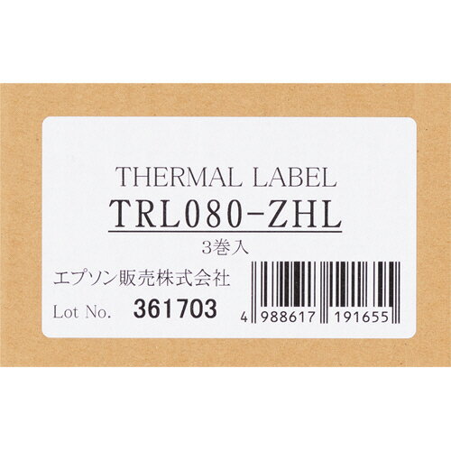 サーマルラベルロール紙 80mm幅 約38m 全面ラベル 高保存 1箱(3巻) TRL080-ZHL エプソン