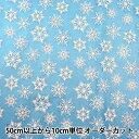 【数量5から】生地 『オーガンジー 雪の結晶 ブルー』 【数量5から】生地 『オーガンジー 雪の結晶 ブルー』