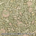 【数量5から】 生地 『麻混シーチング LPボタニカルプリント カーキ AP25705-A』