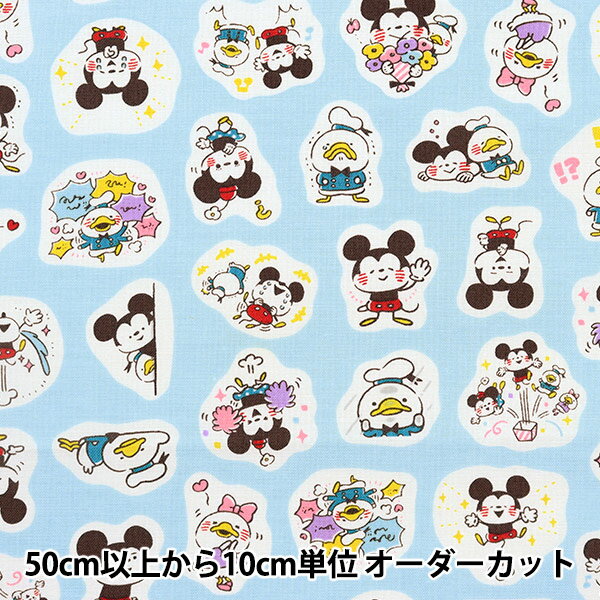 【数量5から】 生地 『シーチング ミッキー&フレンズ カナヘイ画 サックス G-7428-1A』 KOKKA コッカのサムネイル
