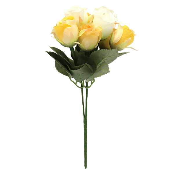 造花 シルクフラワー 『ローズブッシュ×3(9F) イエロー F5035-004』