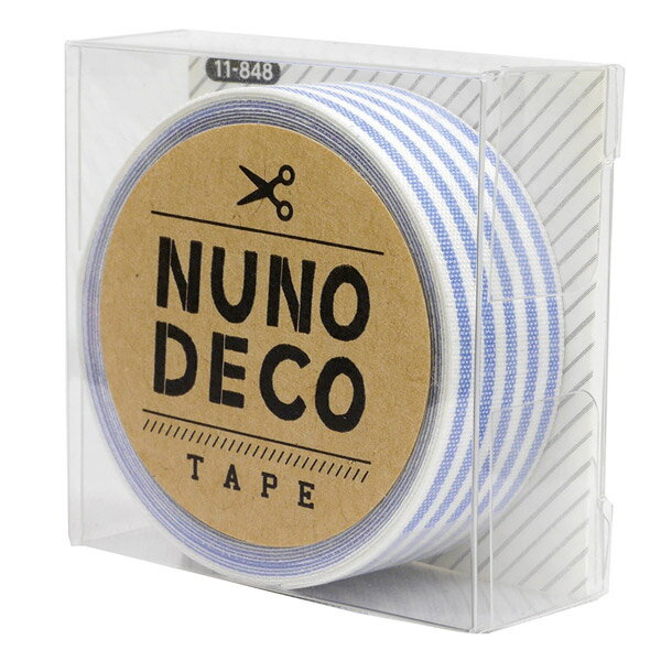 KAWAGUCHI(カワグチ) 『NUNO DECO TAPE (ヌノデコテープ)　みずいろしましま』 11-848 アイロンで簡単接着・水洗いもOK！ 人気のKAWAGUCHI(カワグチ) 『NUNO DECO TAPE (ヌノデコテープ)から、新柄が登場！ お子さんの入園・入学に使う、用具や洋服、 学校やオフィスなどで使うマイ文具などの目印に 布素材の、ナチュラルシンプルな単色やオシャレでカワイイ、トレンド柄まで 身の周り品をアレンジしてみてはいかがですか？ ◆サイズ：幅1.5cm (1.2m巻） ◆色/柄：ミズタマシマシマ ※モニターによって実物のお色と若干異なる場合がございます。 【手芸用品・毛糸・生地の専門店 ユザワヤ】