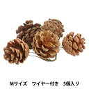 リースパーツ 『松かさM ナチュラル ワイヤー付 約4cm×4cm 5個入り XM-101』 大前